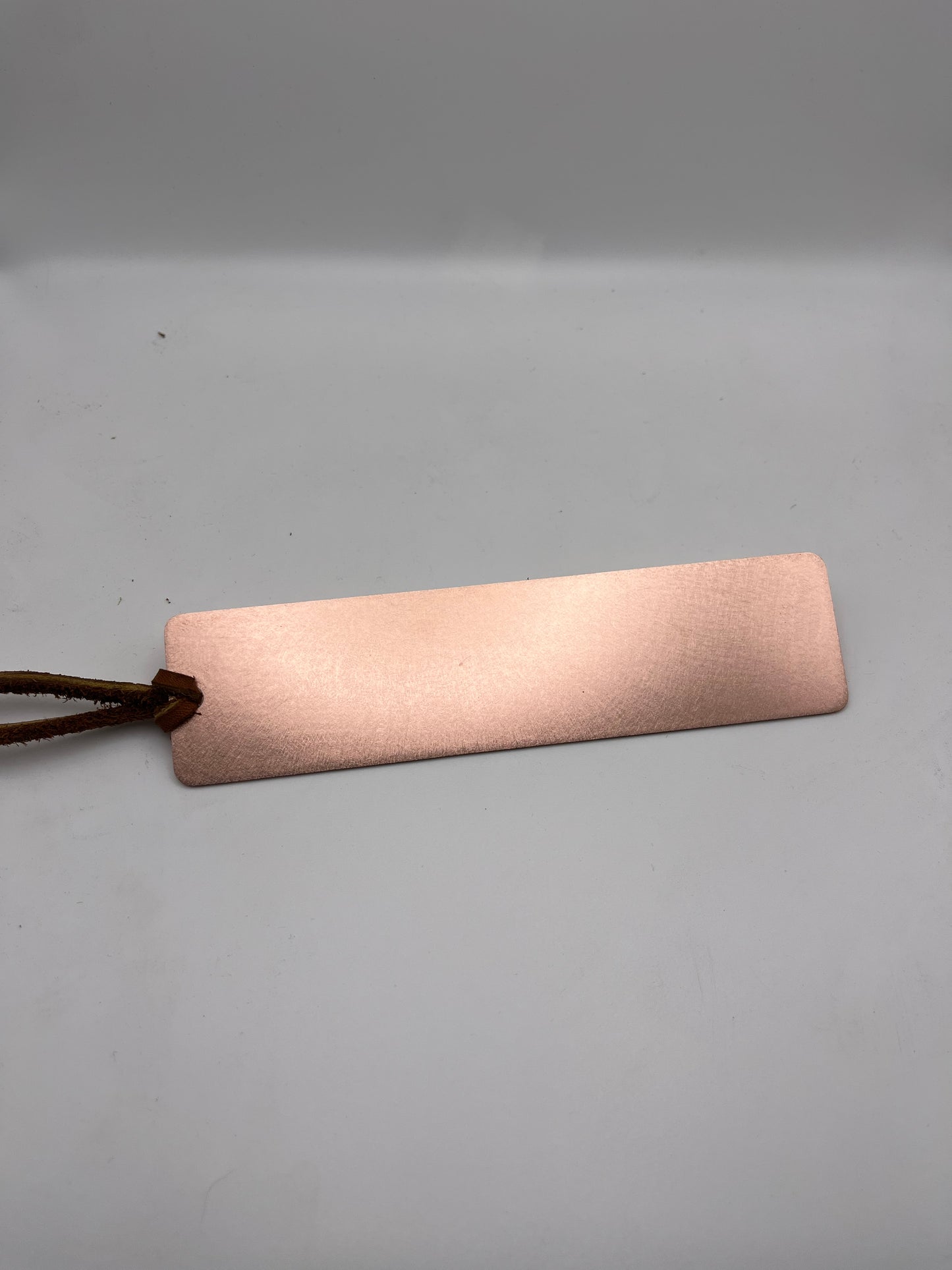 Brass and Copper Bookmarks w/ leather tassel, personalized, raw finish or clear coated