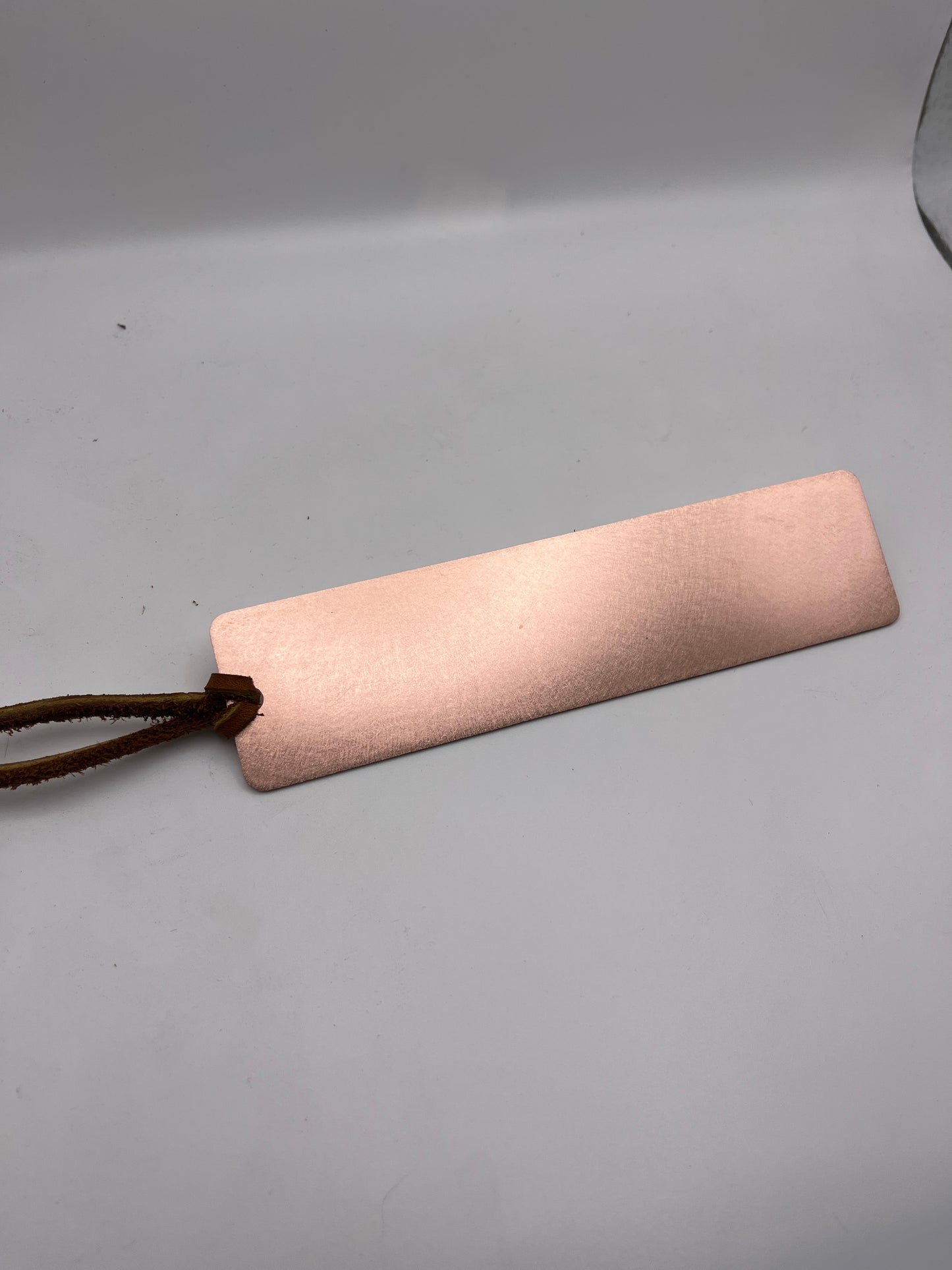 Brass and Copper Bookmarks w/ leather tassel, personalized, raw finish or clear coated