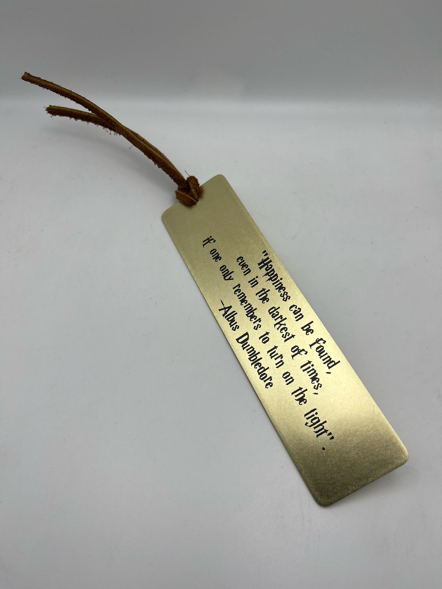 Brass and Copper Bookmarks w/ leather tassel, personalized, raw finish or clear coated