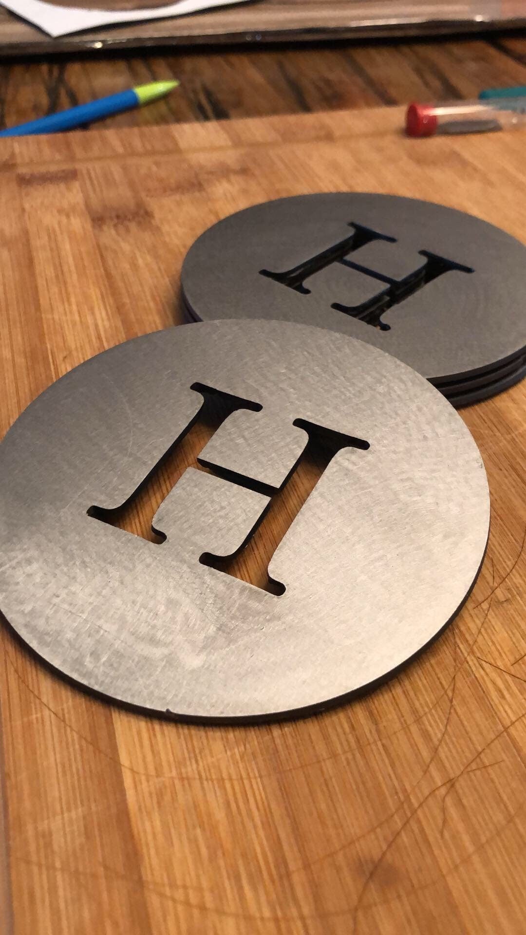 Personalized Metal Coaster-Initials, Logo, Barware, Kitchen, Coasters, Home & Dining